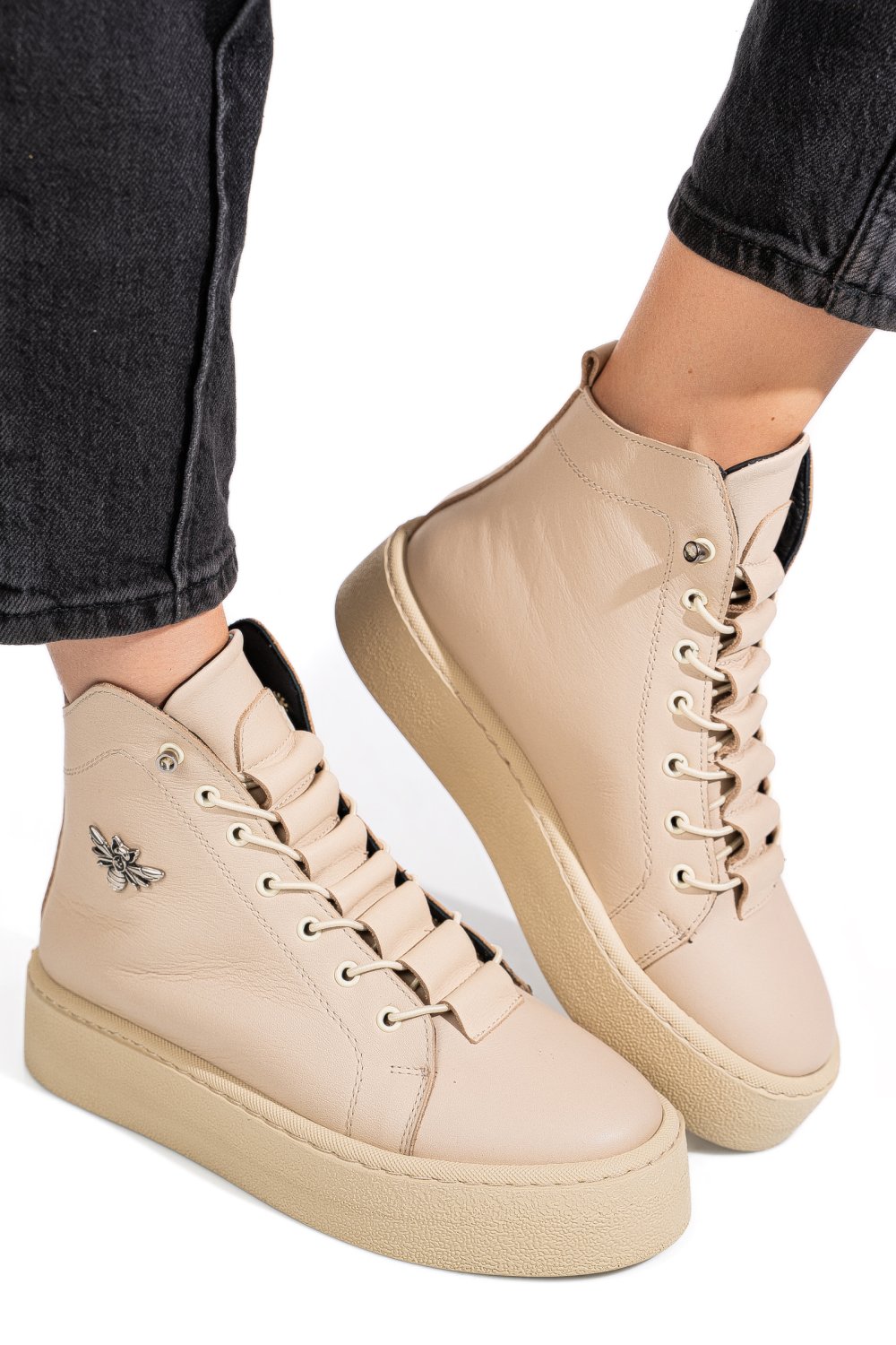 Bézs természetes bőr bakancs 6s7h66