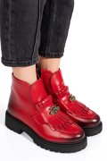 Piros természetes bőr bakancs 3s7h02