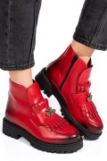 Piros természetes bőr bakancs 3s7h02