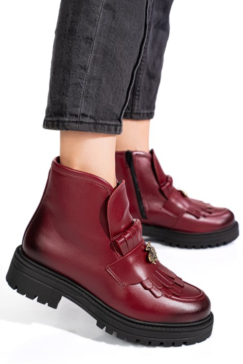 Bordó természetes bőr bakancs 3s7h02