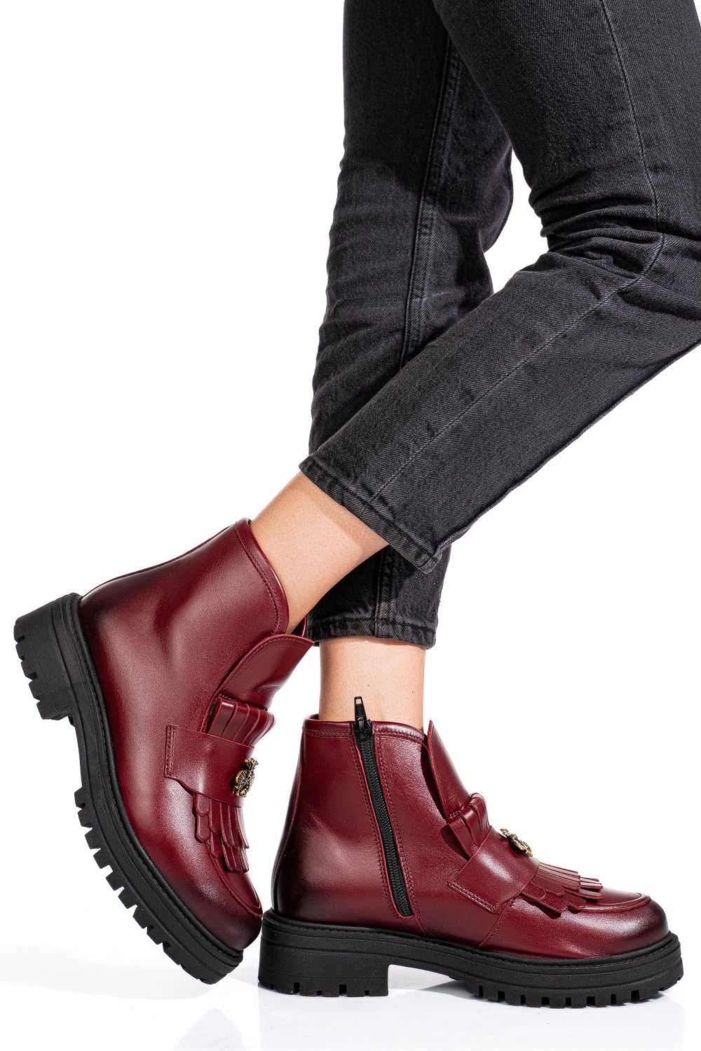 Bordó természetes bőr bakancs 3s7h02