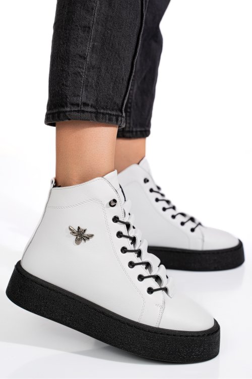 Fehér természetes bőr bakancs 6s7h66