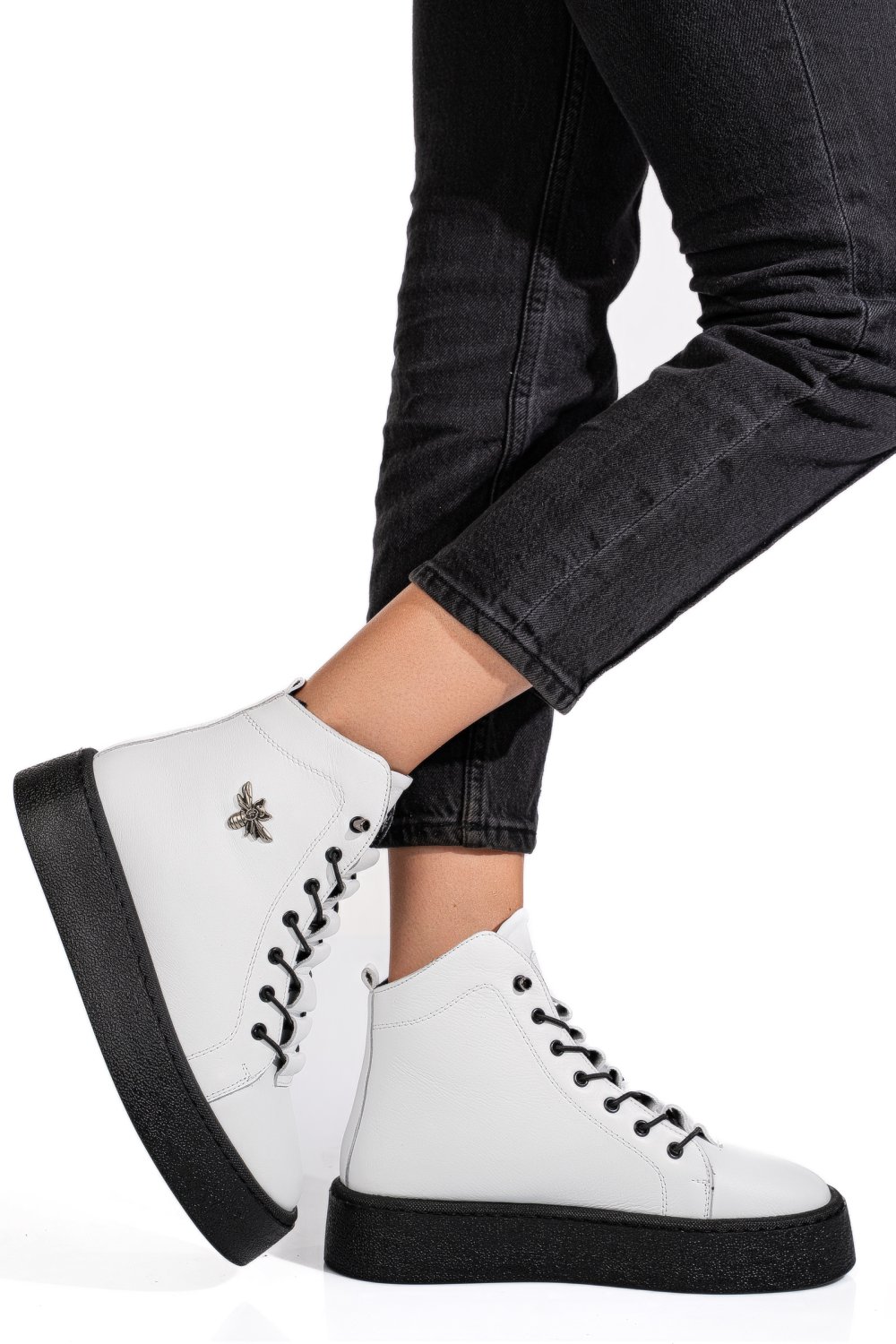 Fehér természetes bőr bakancs 6s7h66