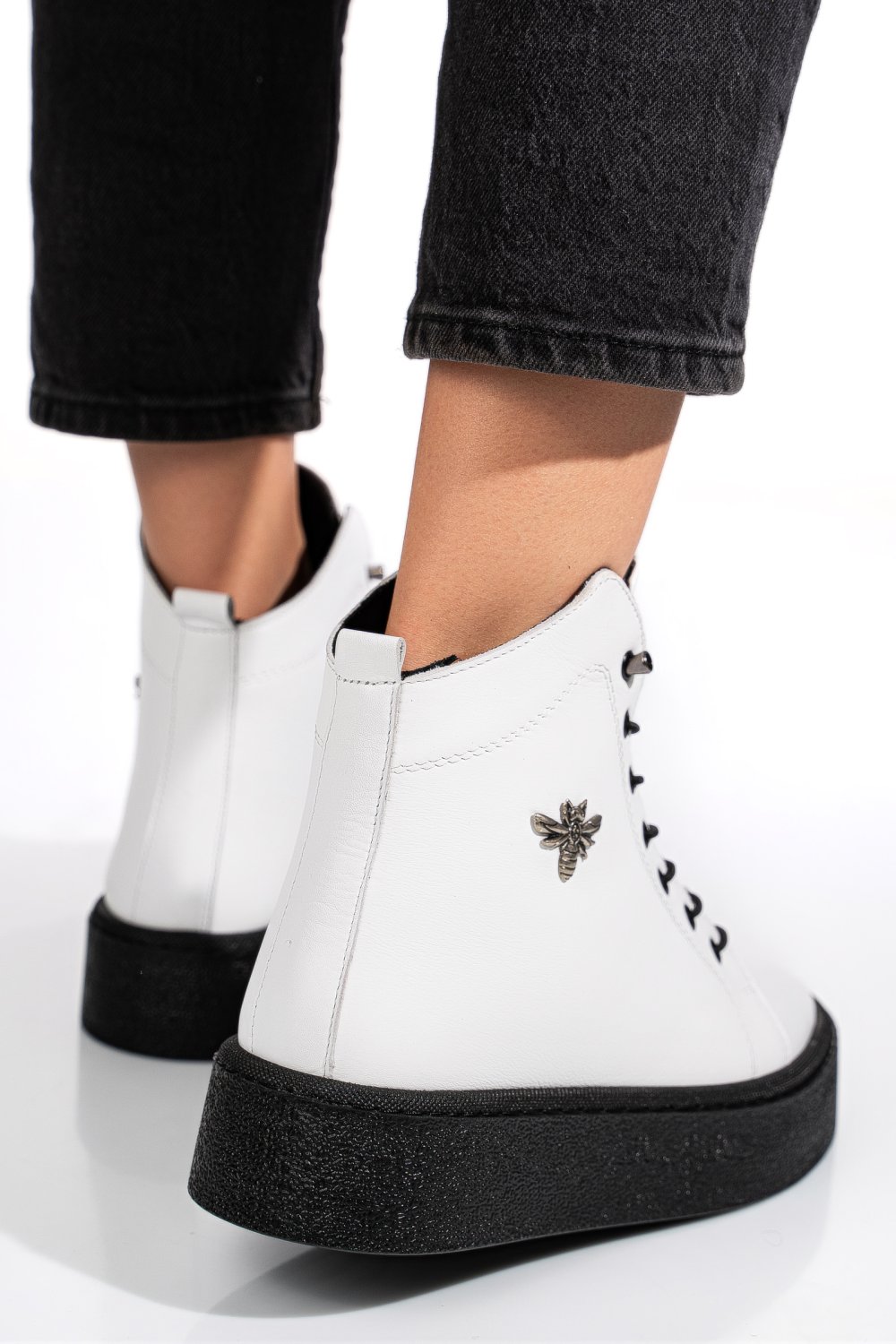 Fehér természetes bőr bakancs 6s7h66