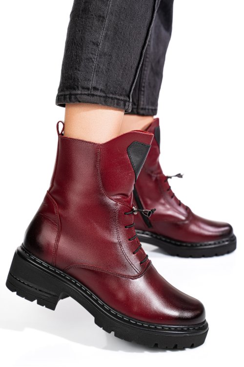 Bordó természetes bőr bakancs 9s7h60