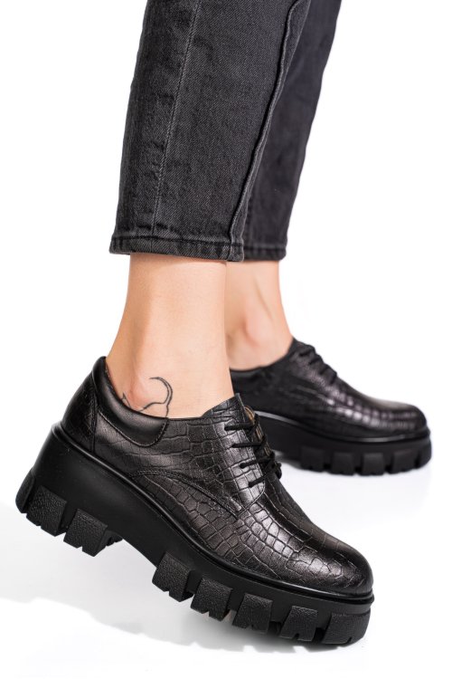 Fekete természetes bőr női lapos cipők 2s7h085