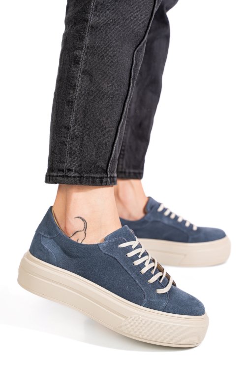 Kék fordított bőr sport cipők 3s7h001