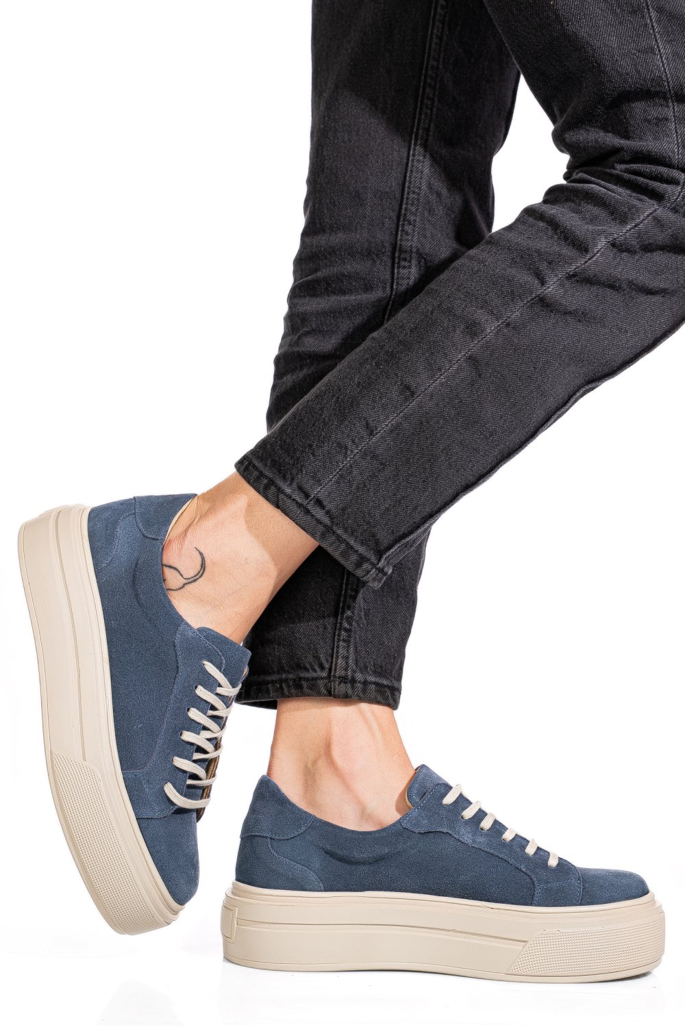 Kék fordított bőr sport cipők 3s7h001