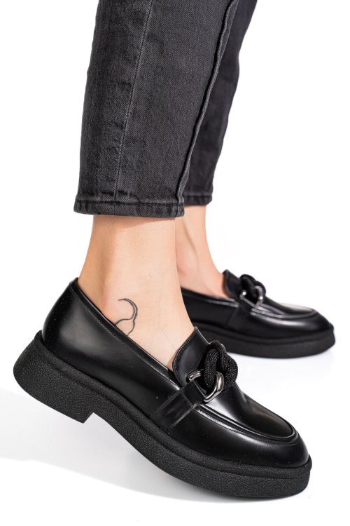 Fekete természetes bőr női lapos cipők 1s7h1839