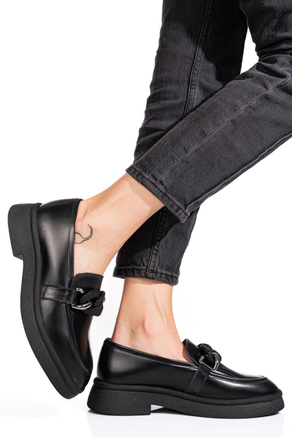 Fekete természetes bőr női lapos cipők 1s7h1839