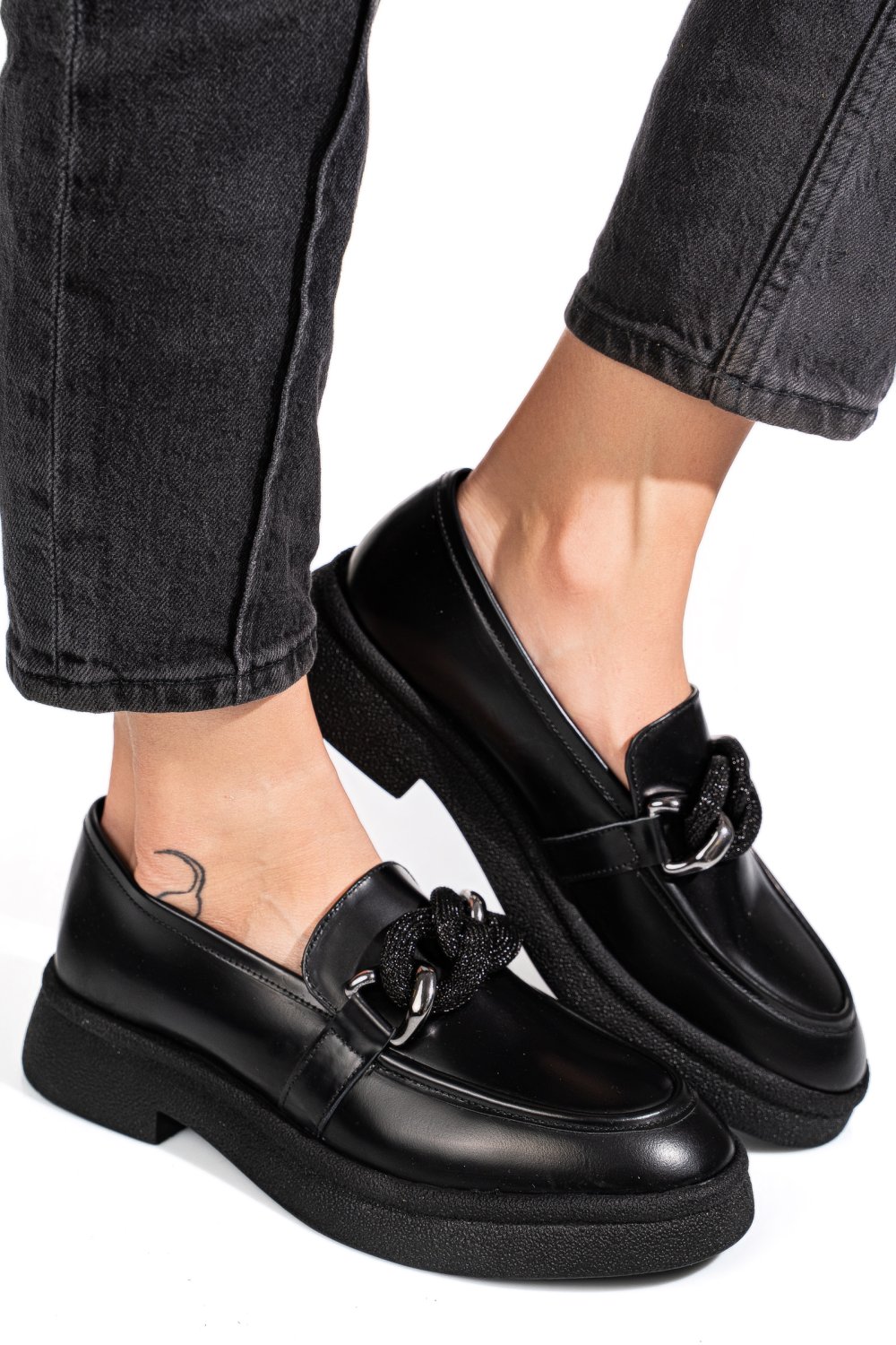 Fekete természetes bőr női lapos cipők 1s7h1839