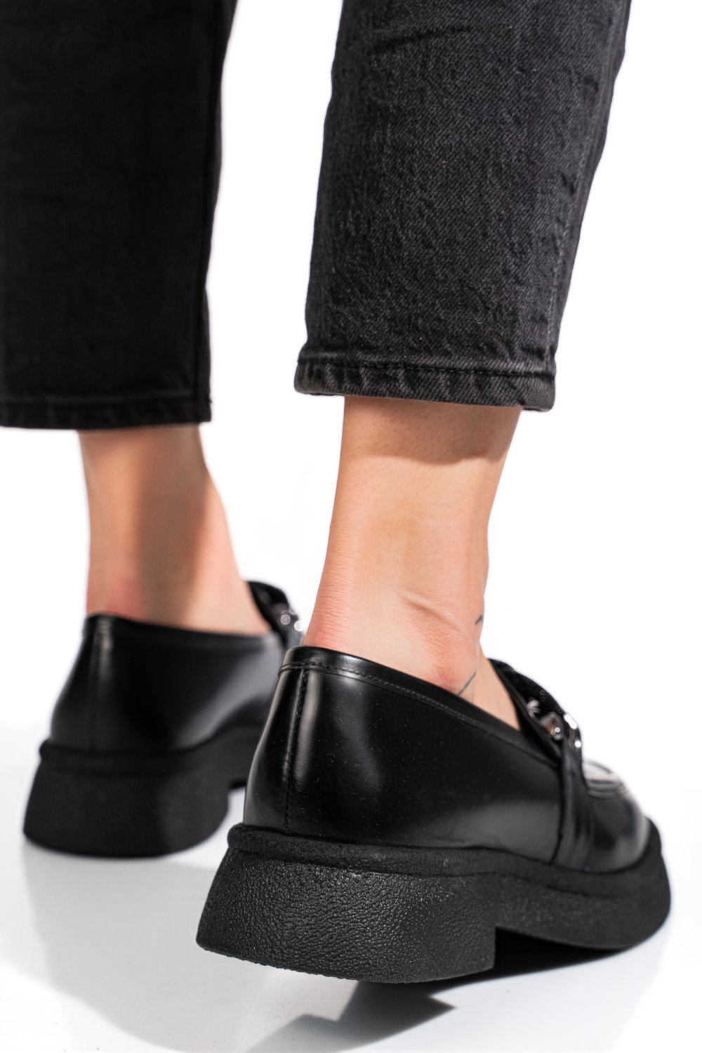 Fekete természetes bőr női lapos cipők 1s7h1839