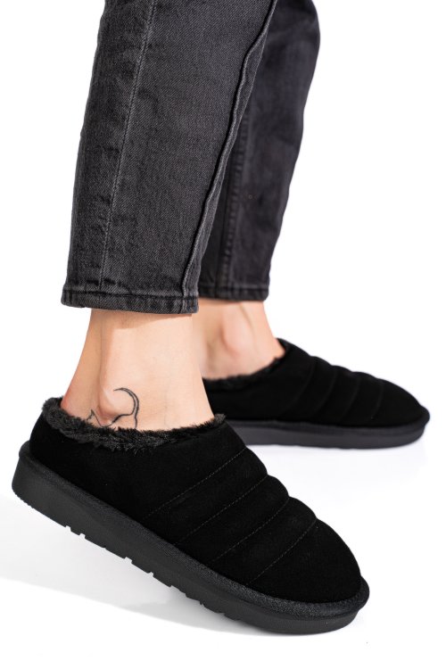 Fekete fordított bőr csizma 1s7h219