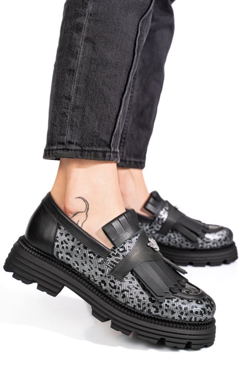 Szürke természetes bőr női lapos cipők 3s7h95