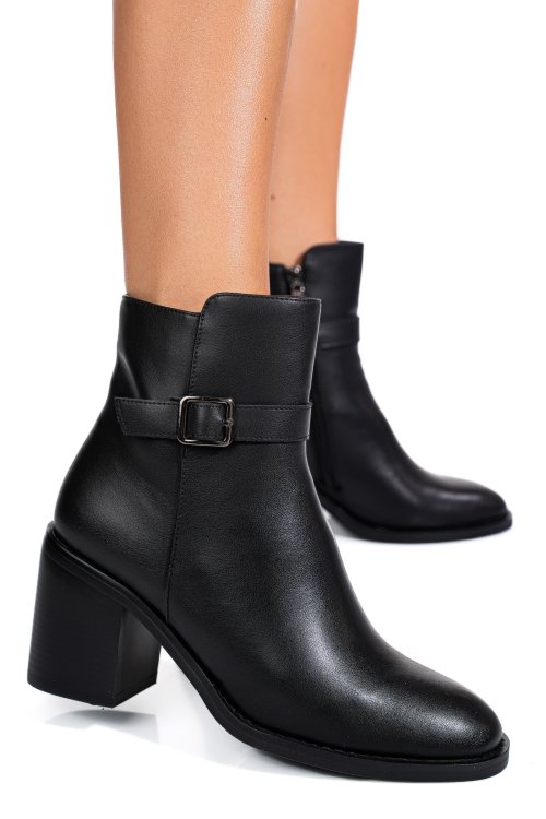 Fekete természetes bőr bokacsizma ss7hn5002