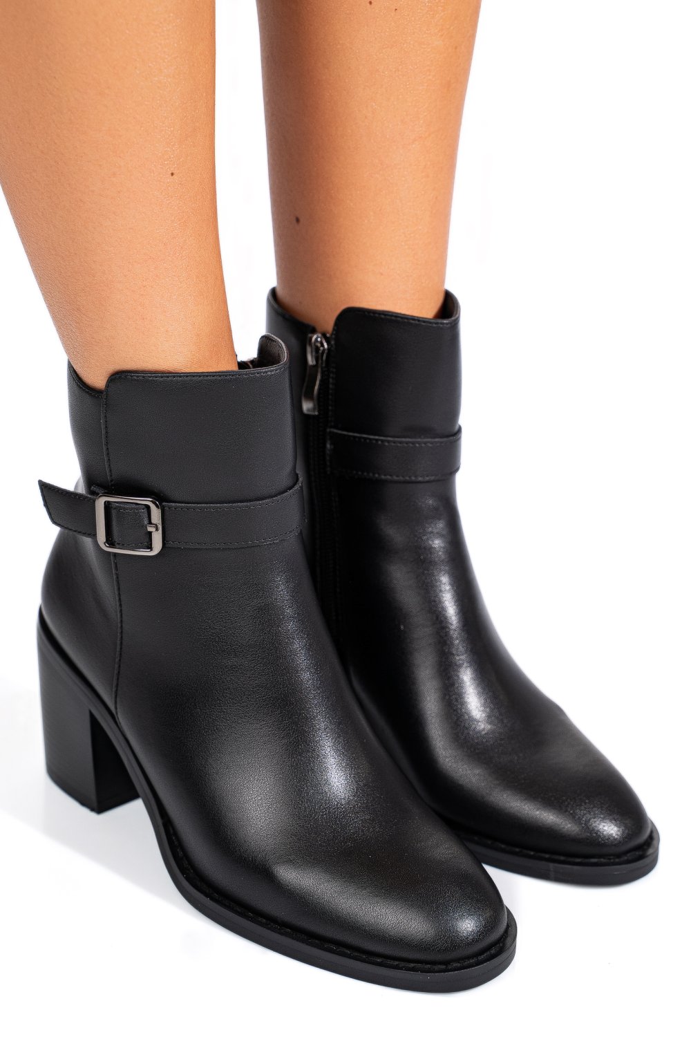 Fekete természetes bőr bokacsizma ss7hn5002