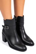 Fekete természetes bőr bokacsizma ss7hn5002