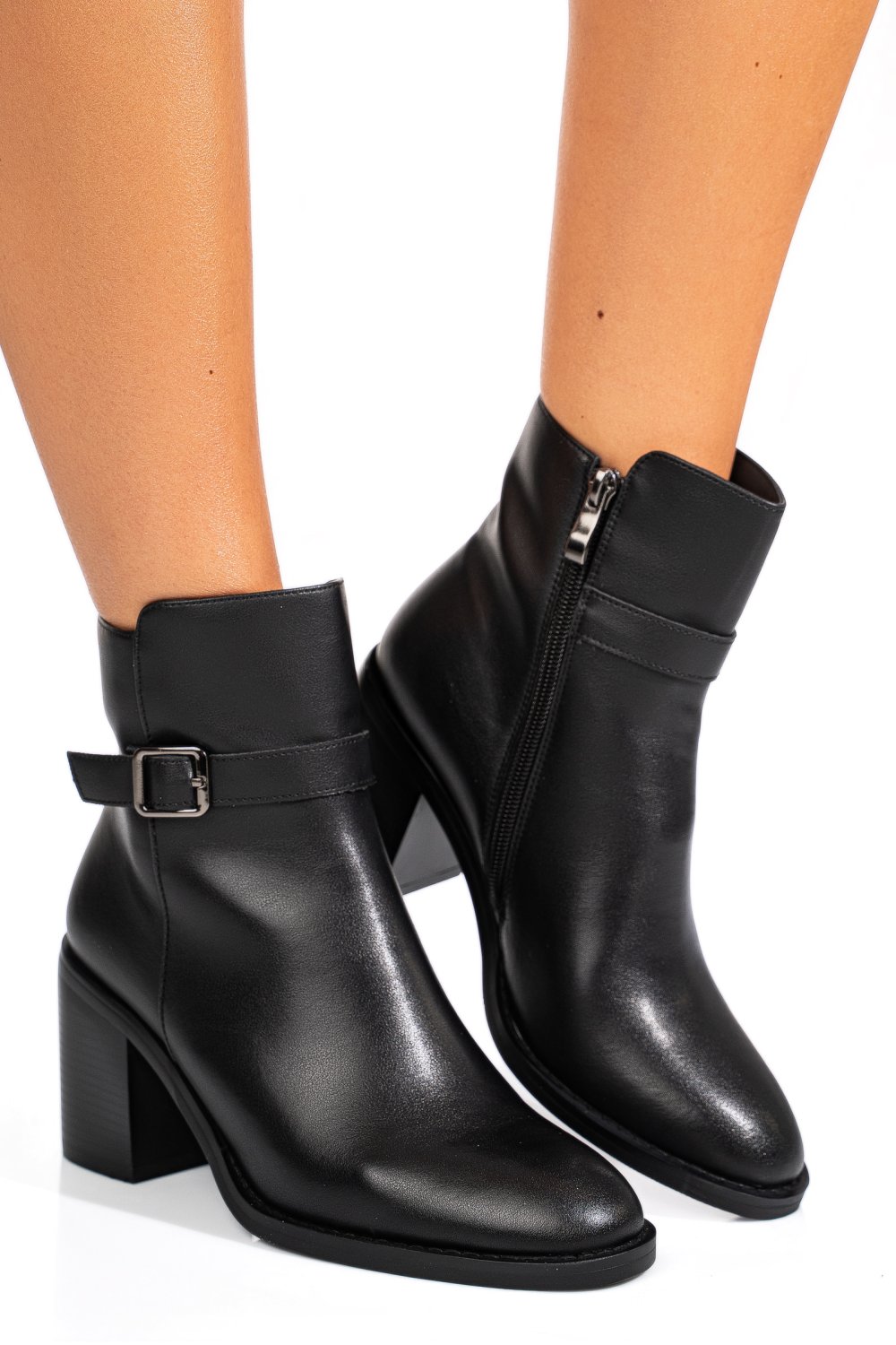 Fekete természetes bőr bokacsizma ss7hn5002