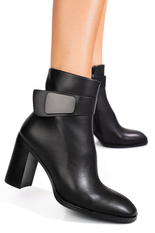 Fekete természetes bőr bokacsizma ss7hn5012