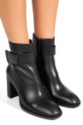 Fekete természetes bőr bokacsizma ss7hn5012