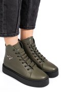 Khaki természetes bőr bakancs 6s7h66