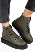Khaki természetes bőr bakancs 6s7h66