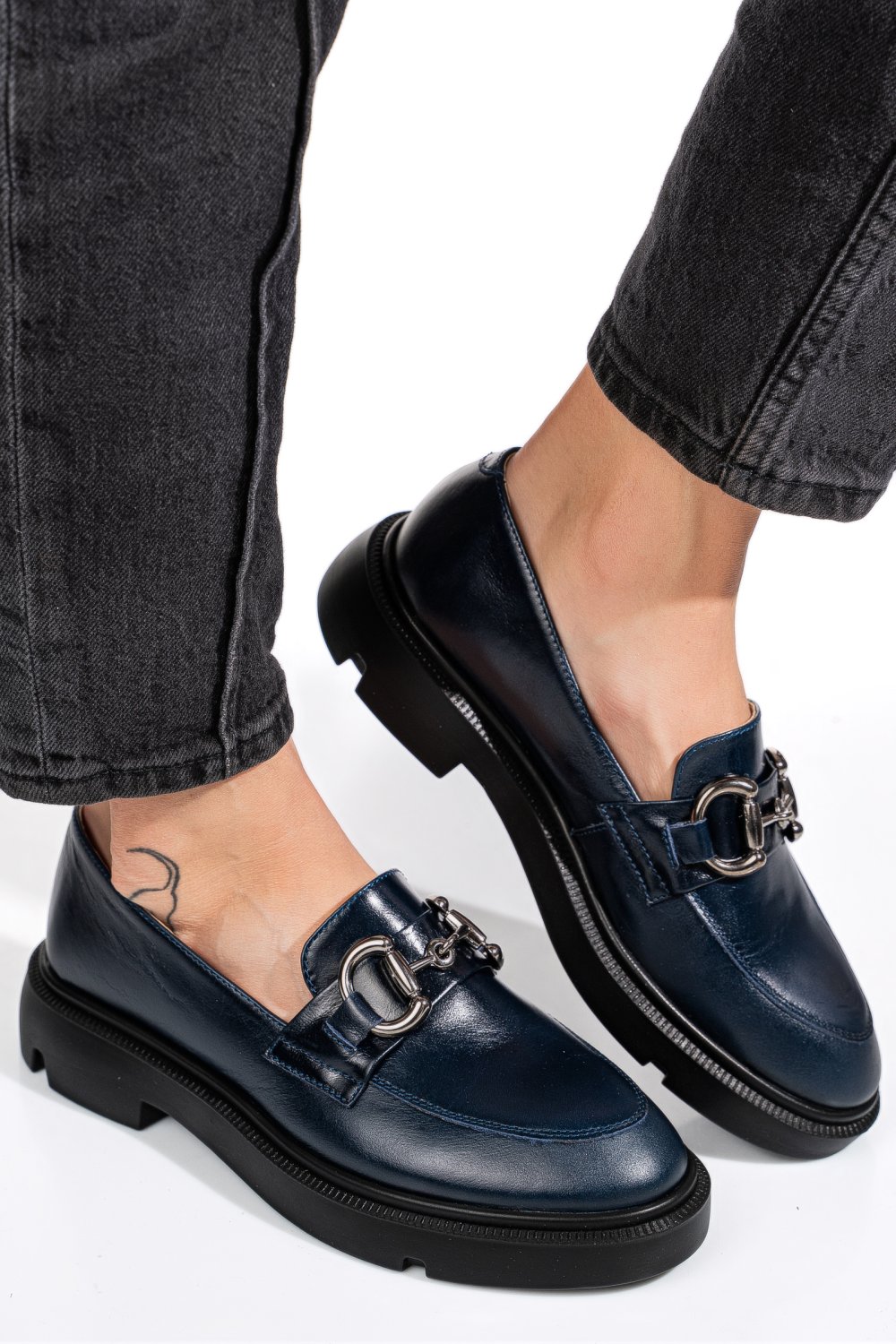 Kék természetes bőr női lapos cipők 1s7h243