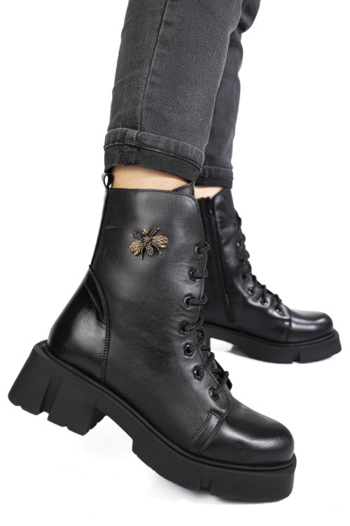 Fekete természetes bőr bakancs 9s7h71