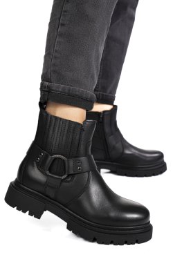 Fekete természetes bőr bakancs ws7hh-404h27