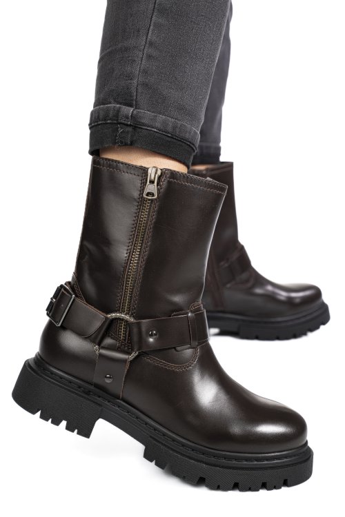 Barna természetes bőr bakancs ws7hh-404h26