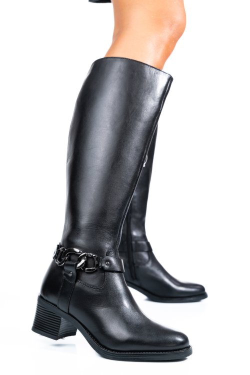 Fekete természetes bőr csizma bs7hb26-4206