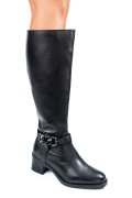 Fekete természetes bőr csizma bs7hb26-4206