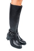 Fekete természetes bőr csizma bs7hb26-4206