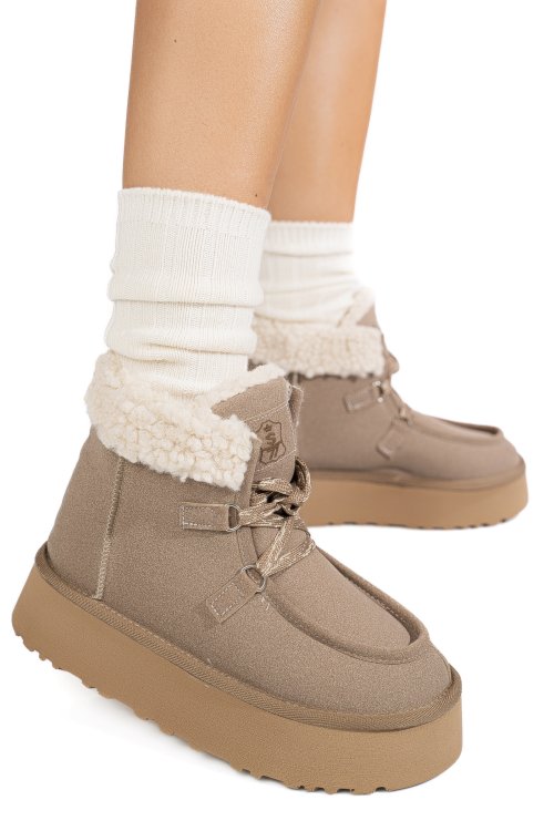 Bézs fordított bőr bakancs us7hkb-005