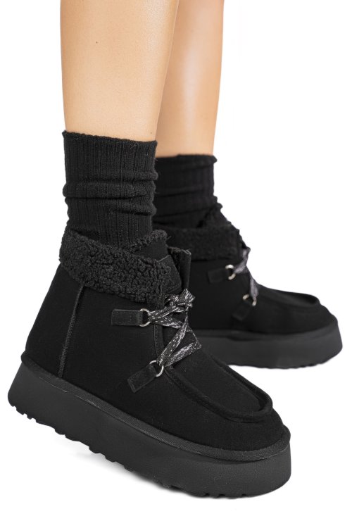 Fekete fordított bőr bakancs us7hkb-004