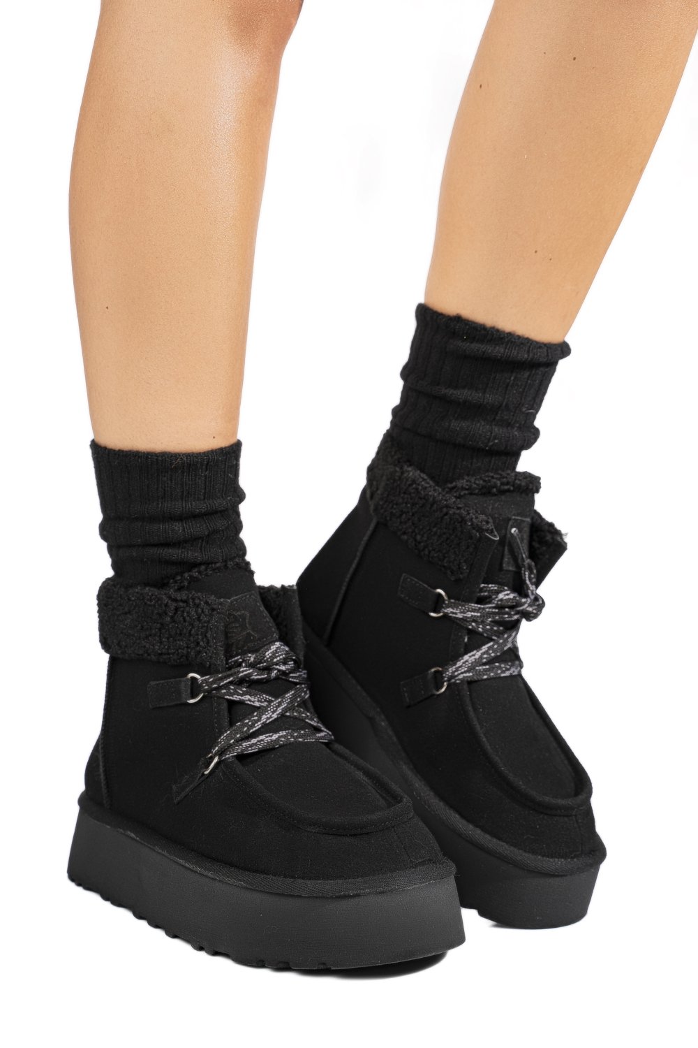 Fekete fordított bőr bakancs us7hkb-004