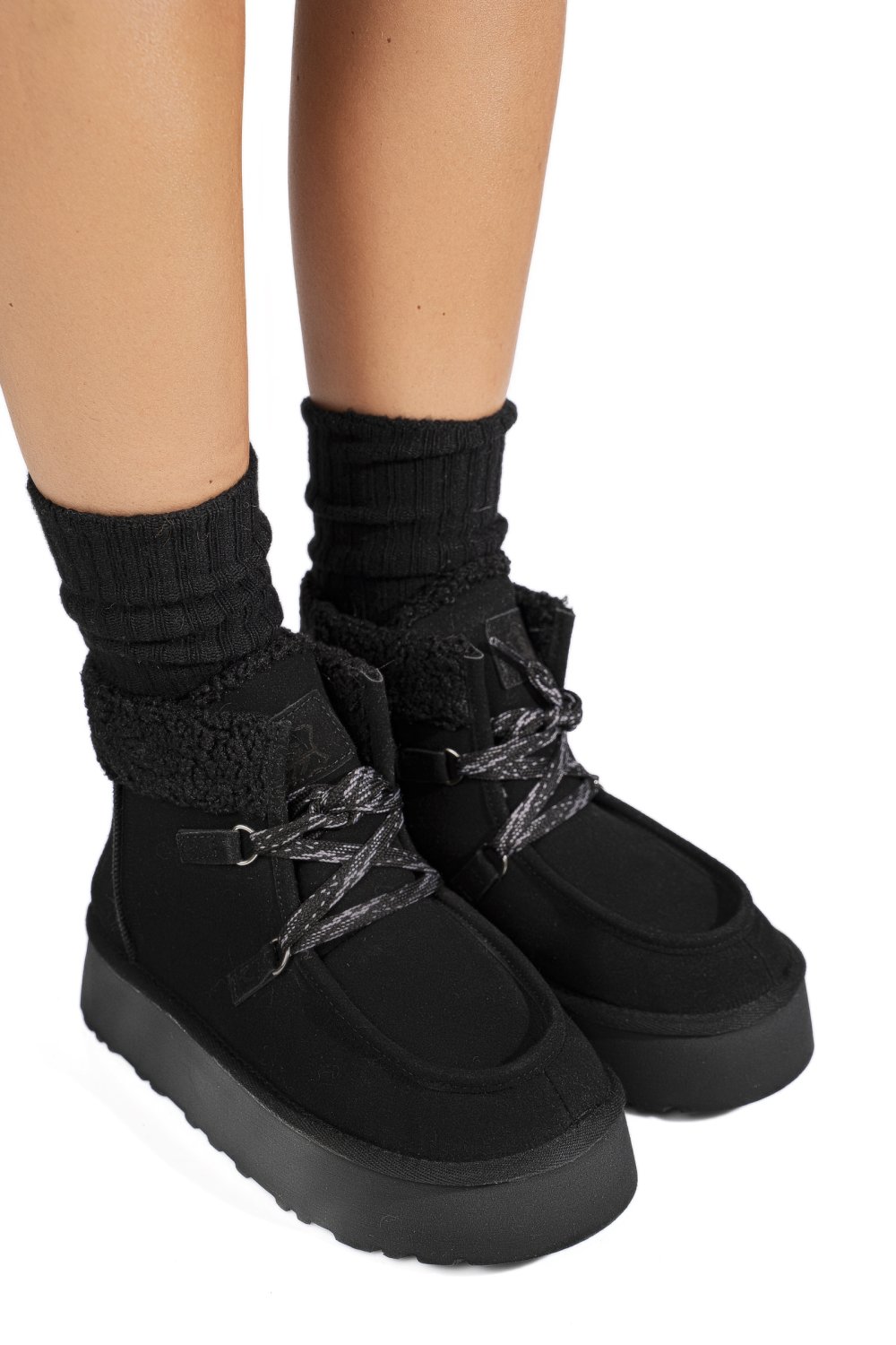 Fekete fordított bőr bakancs us7hkb-004