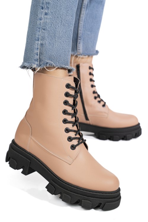 Rózsaszín természetes bőr bakancs 1s7h31