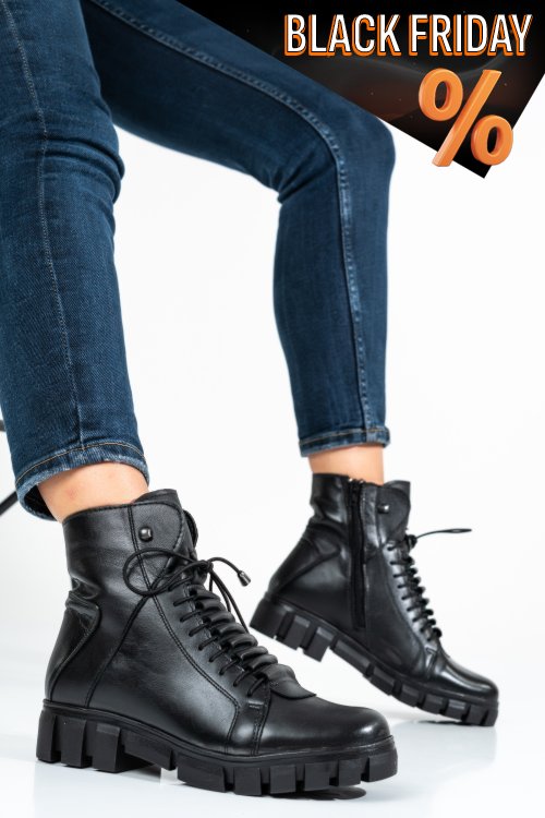 Fekete természetes bőr bakancs 9s7h47