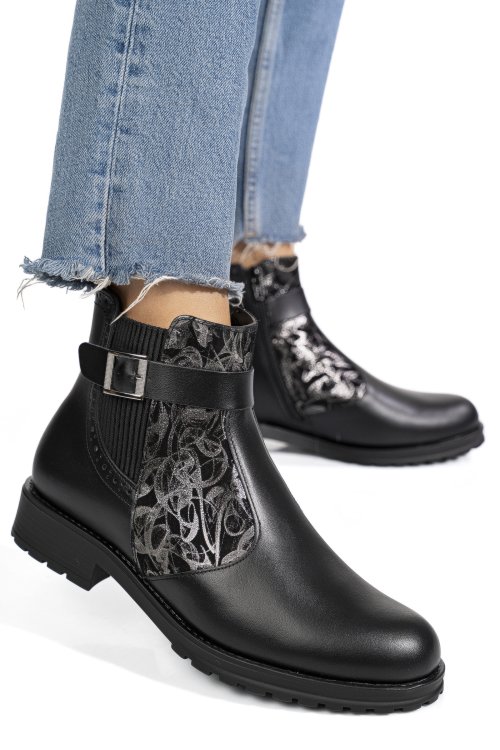 Fekete természetes bőr bakancs 0s7h82