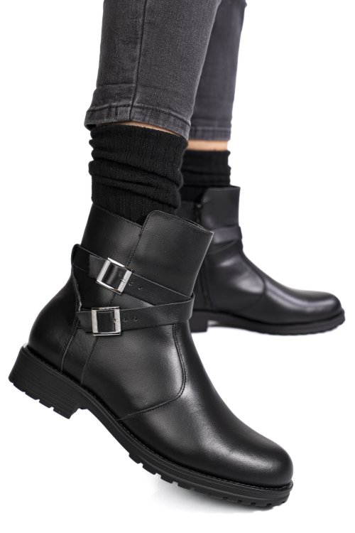 Fekete természetes bőr bakancs 1s7hs7755-a