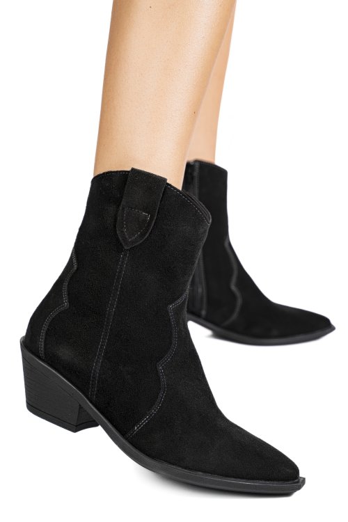 Fekete fordított bőr csizma 4s7h87