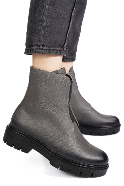 Szürke természetes bőr bakancs 1s7h70