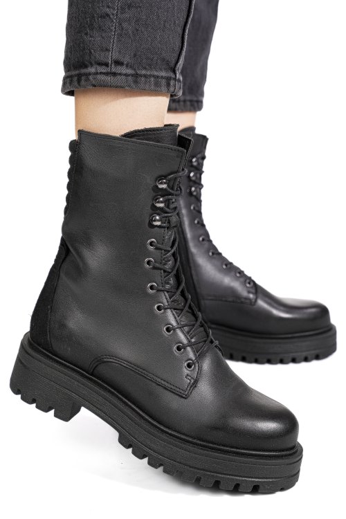 Fekete természetes bőr bakancs 5s7h2132500-a