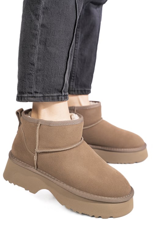 Bézs fordított bőr bakancs 1s7h274