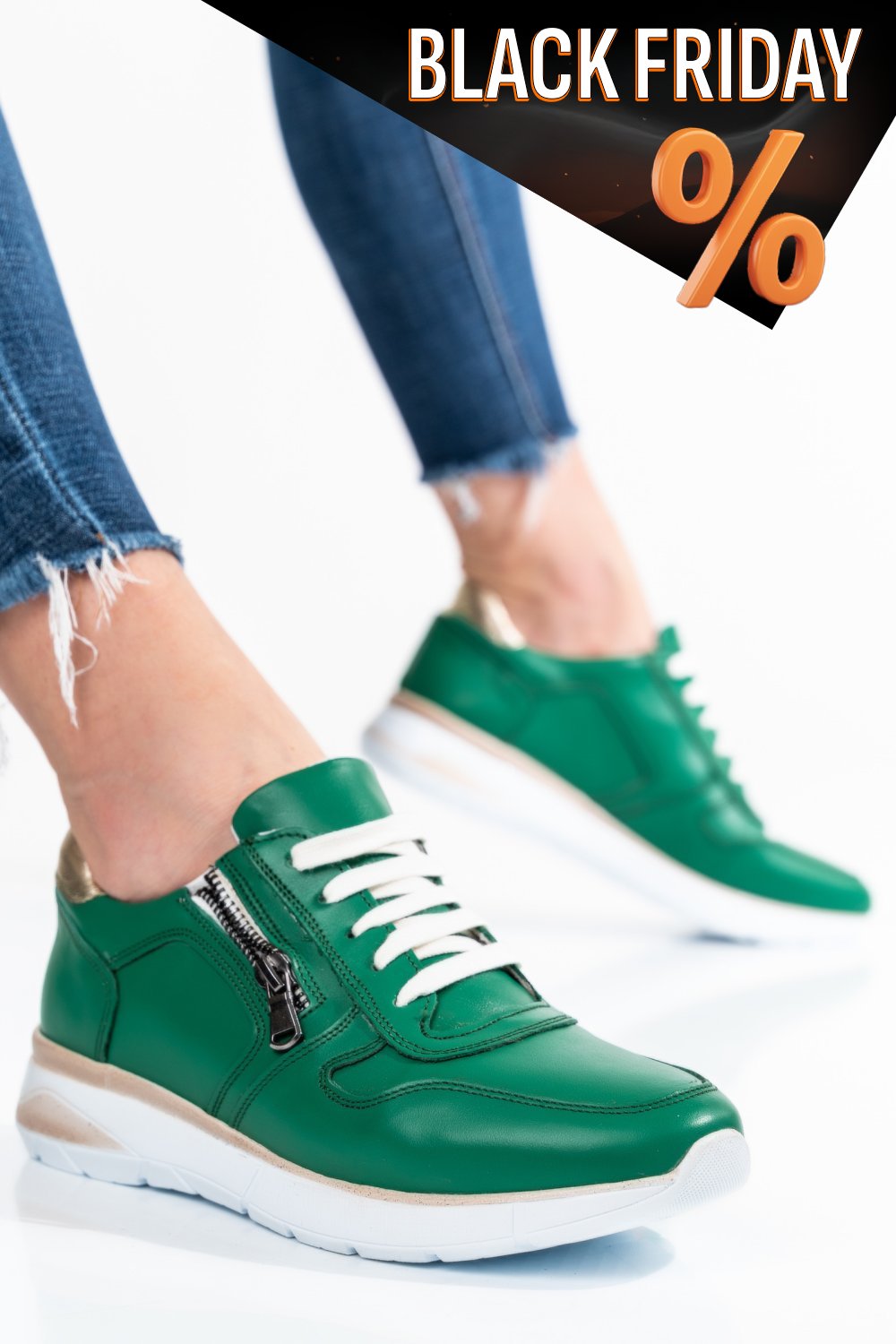 Zöld természetes bőr sport cipők 2s7h31687np