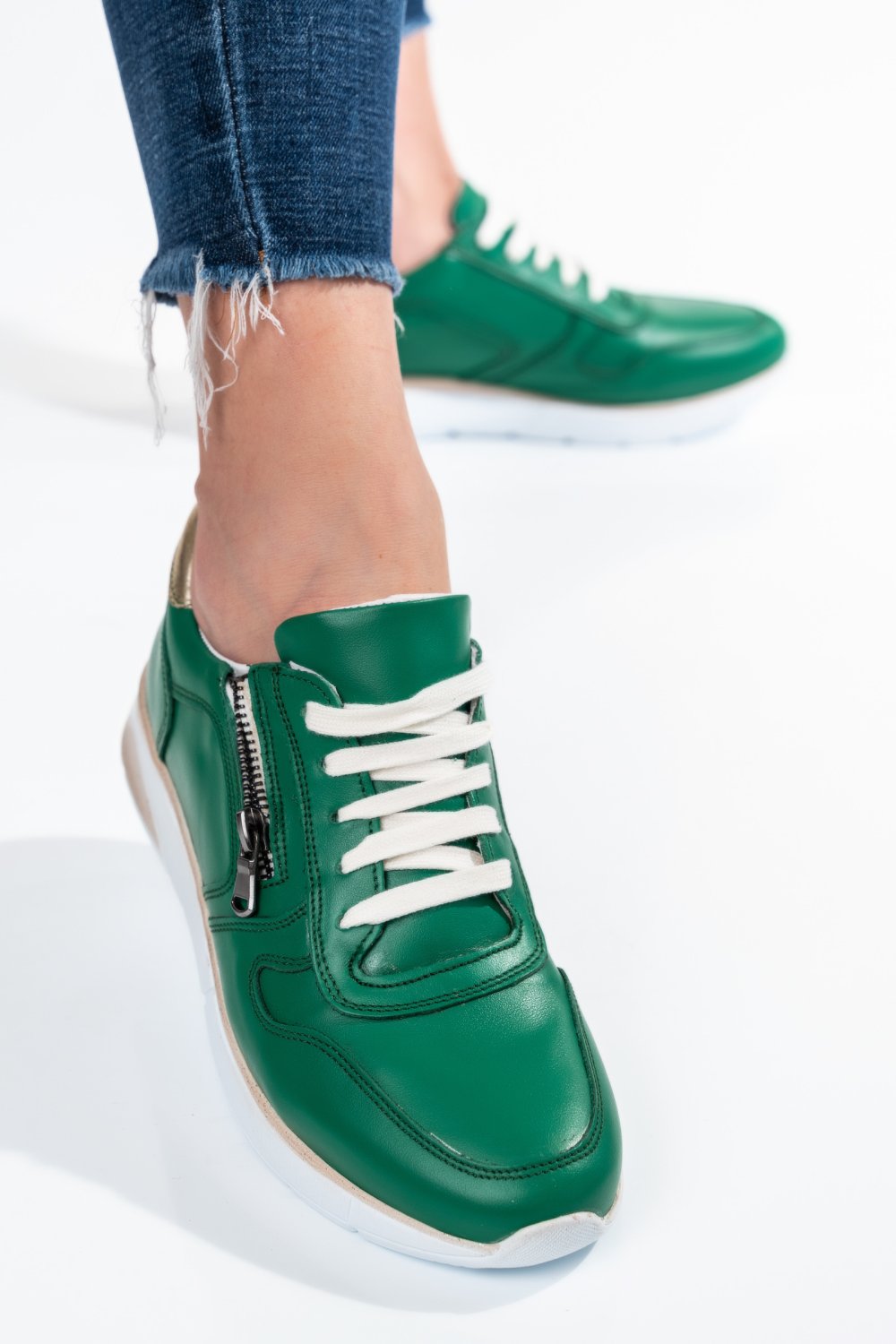 Zöld természetes bőr sport cipők 2s7h31687np