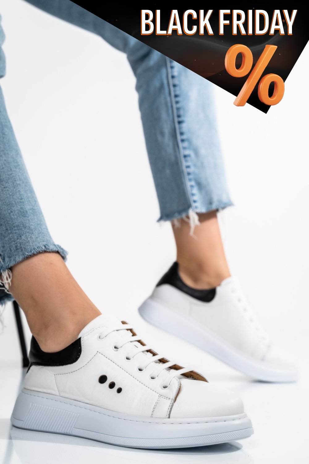 Fekete természetes bőr sport cipők bs7hgo-109