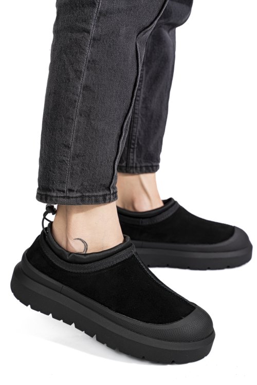 Fekete fordított bőr sport cipők is7h1401