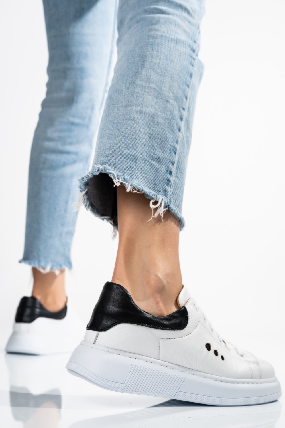 Fekete természetes bőr sport cipők bs7hgo-109